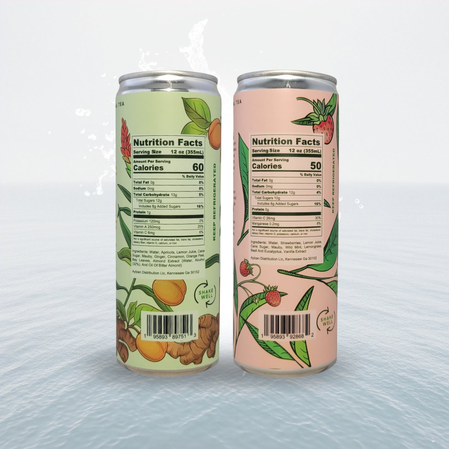 Strawberry Breeze and Apricot Passion cold brewed canned Mabï Artisanal Tea