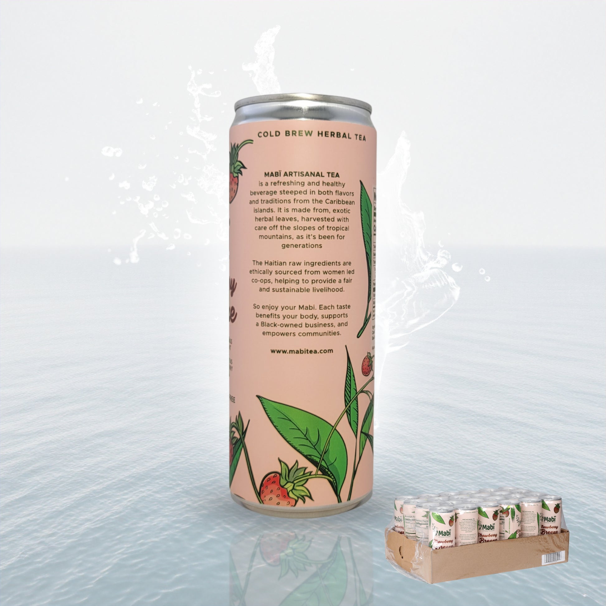 Strawberry Breeze cold brewed canned Mabï Artisanal Tea